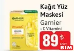 GARNİER KAĞIT YÜZ MASKESİ fiyat ve kampanya bilgisi